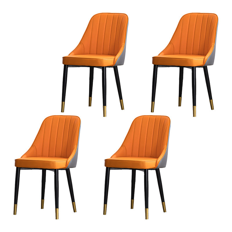 Scandinavian Indoor Side Chair Metal Upholstered Parsons Dining Room Chair Orange-Gray 4 Piece Set Brass Gold Clearhalo ' kitchen&dining_furn' 'Dining Chairs' 'Dining Tables & Seating' 'dining_chair' 'furn' 'furn_dining_chair' 'Furniture' 'furniture_dining_chair' 'Kitchen & Dining Furniture' 'kitchen' 4421603
