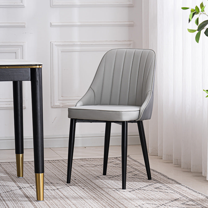 Scandinavian Indoor Side Chair Metal Upholstered Parsons Dining Room Chair Grey 1 Piece Black Clearhalo ' kitchen&dining_furn' 'Dining Chairs' 'Dining Tables & Seating' 'dining_chair' 'furn' 'furn_dining_chair' 'Furniture' 'furniture_dining_chair' 'Kitchen & Dining Furniture' 'kitchen' 4421607