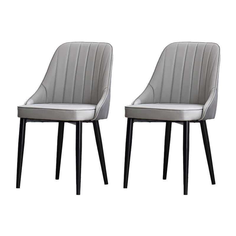 Scandinavian Indoor Side Chair Metal Upholstered Parsons Dining Room Chair Grey 2 Piece Set Black Clearhalo ' kitchen&dining_furn' 'Dining Chairs' 'Dining Tables & Seating' 'dining_chair' 'furn' 'furn_dining_chair' 'Furniture' 'furniture_dining_chair' 'Kitchen & Dining Furniture' 'kitchen' 4421608