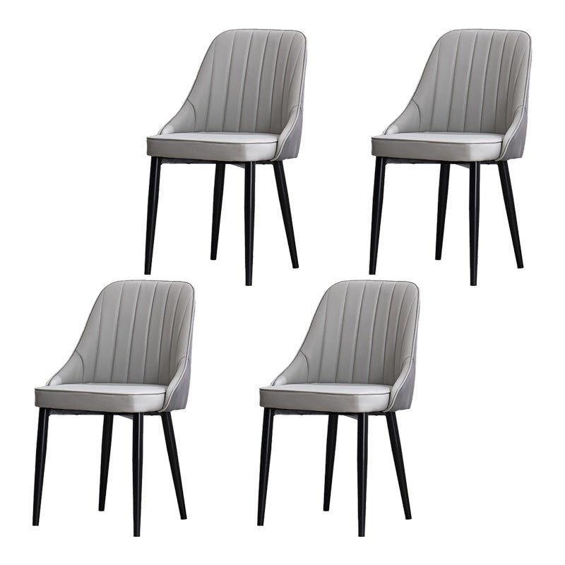 Scandinavian Indoor Side Chair Metal Upholstered Parsons Dining Room Chair Grey 4 Piece Set Black Clearhalo ' kitchen&dining_furn' 'Dining Chairs' 'Dining Tables & Seating' 'dining_chair' 'furn' 'furn_dining_chair' 'Furniture' 'furniture_dining_chair' 'Kitchen & Dining Furniture' 'kitchen' 4421609