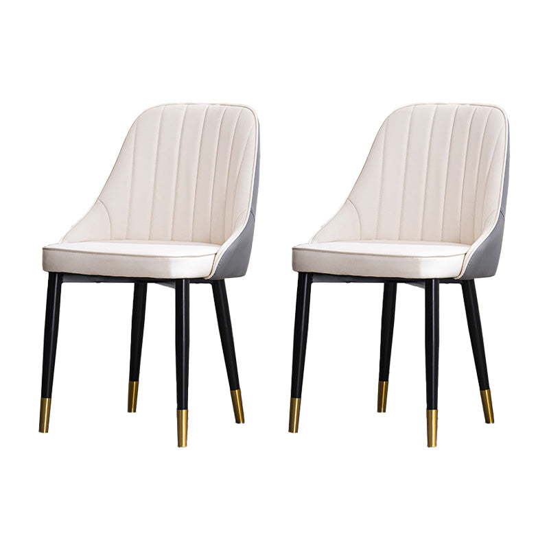 Scandinavian Indoor Side Chair Metal Upholstered Parsons Dining Room Chair White-Gray 2 Piece Set Brass Gold Clearhalo ' kitchen&dining_furn' 'Dining Chairs' 'Dining Tables & Seating' 'dining_chair' 'furn' 'furn_dining_chair' 'Furniture' 'furniture_dining_chair' 'Kitchen & Dining Furniture' 'kitchen' 4421611