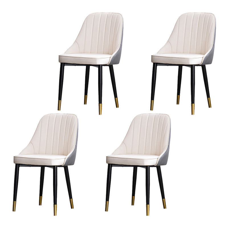 Scandinavian Indoor Side Chair Metal Upholstered Parsons Dining Room Chair White-Gray 4 Piece Set Brass Gold Clearhalo ' kitchen&dining_furn' 'Dining Chairs' 'Dining Tables & Seating' 'dining_chair' 'furn' 'furn_dining_chair' 'Furniture' 'furniture_dining_chair' 'Kitchen & Dining Furniture' 'kitchen' 4421612