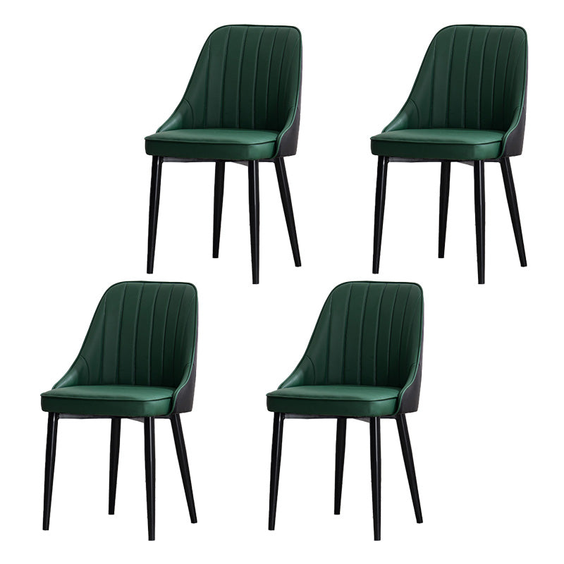 Scandinavian Indoor Side Chair Metal Upholstered Parsons Dining Room Chair Green-Black 4 Piece Set Black Clearhalo ' kitchen&dining_furn' 'Dining Chairs' 'Dining Tables & Seating' 'dining_chair' 'furn' 'furn_dining_chair' 'Furniture' 'furniture_dining_chair' 'Kitchen & Dining Furniture' 'kitchen' 4421618