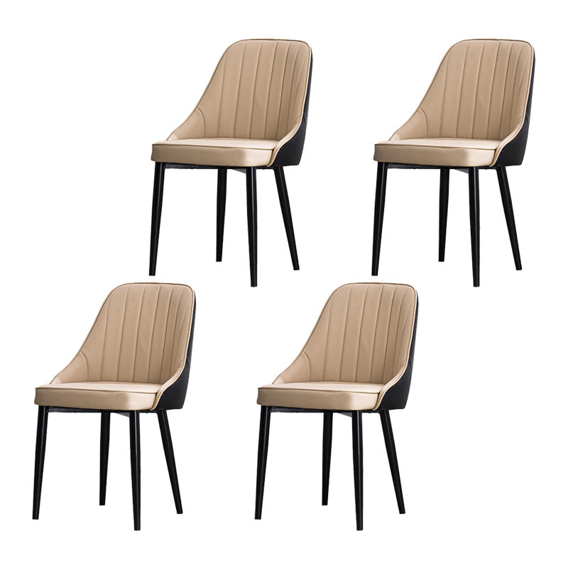 Scandinavian Indoor Side Chair Metal Upholstered Parsons Dining Room Chair Khaki-Black 4 Piece Set Black Clearhalo ' kitchen&dining_furn' 'Dining Chairs' 'Dining Tables & Seating' 'dining_chair' 'furn' 'furn_dining_chair' 'Furniture' 'furniture_dining_chair' 'Kitchen & Dining Furniture' 'kitchen' 4421621