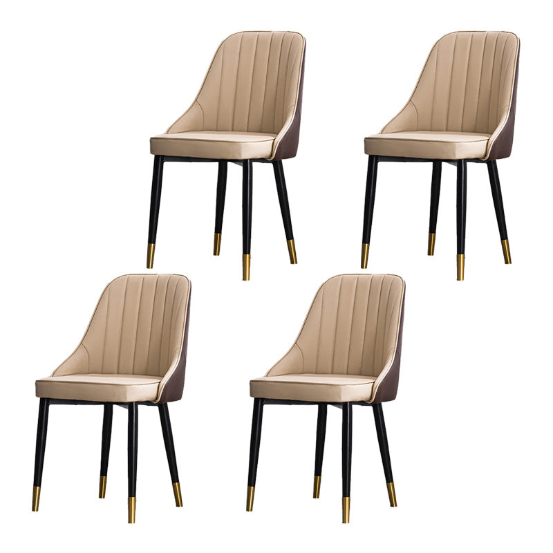 Scandinavian Indoor Side Chair Metal Upholstered Parsons Dining Room Chair Khaki 4 Piece Set Brass Gold Clearhalo ' kitchen&dining_furn' 'Dining Chairs' 'Dining Tables & Seating' 'dining_chair' 'furn' 'furn_dining_chair' 'Furniture' 'furniture_dining_chair' 'Kitchen & Dining Furniture' 'kitchen' 4421627