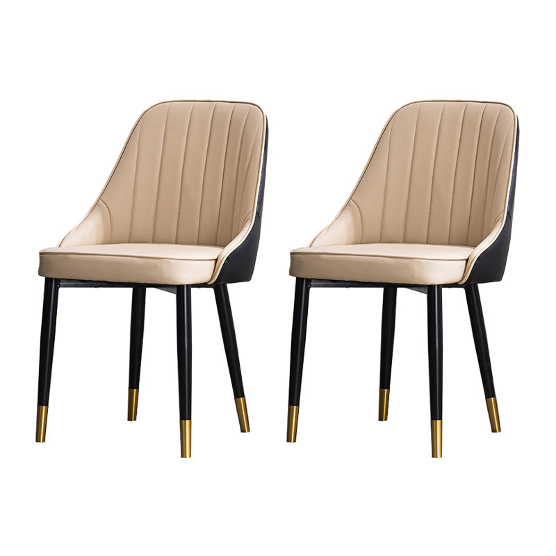 Scandinavian Indoor Side Chair Metal Upholstered Parsons Dining Room Chair Khaki-Black 2 Piece Set Brass Gold Clearhalo ' kitchen&dining_furn' 'Dining Chairs' 'Dining Tables & Seating' 'dining_chair' 'furn' 'furn_dining_chair' 'Furniture' 'furniture_dining_chair' 'Kitchen & Dining Furniture' 'kitchen' 4421629