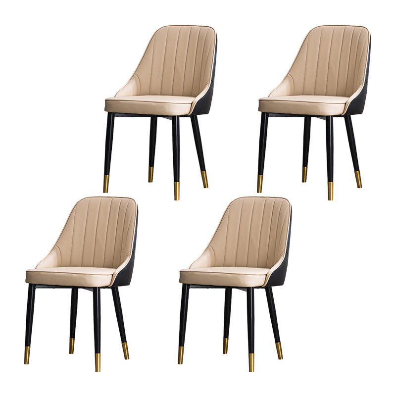 Scandinavian Indoor Side Chair Metal Upholstered Parsons Dining Room Chair Khaki-Black 4 Piece Set Brass Gold Clearhalo ' kitchen&dining_furn' 'Dining Chairs' 'Dining Tables & Seating' 'dining_chair' 'furn' 'furn_dining_chair' 'Furniture' 'furniture_dining_chair' 'Kitchen & Dining Furniture' 'kitchen' 4421630