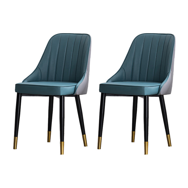 Scandinavian Indoor Side Chair Metal Upholstered Parsons Dining Room Chair Dark Blue-Gray 2 Piece Set Brass Gold Clearhalo ' kitchen&dining_furn' 'Dining Chairs' 'Dining Tables & Seating' 'dining_chair' 'furn' 'furn_dining_chair' 'Furniture' 'furniture_dining_chair' 'Kitchen & Dining Furniture' 'kitchen' 4421632
