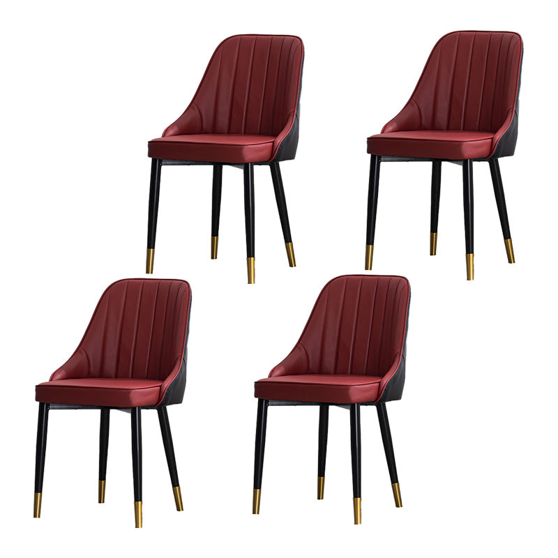 Scandinavian Indoor Side Chair Metal Upholstered Parsons Dining Room Chair Burgundy-Black 4 Piece Set Brass Gold Clearhalo ' kitchen&dining_furn' 'Dining Chairs' 'Dining Tables & Seating' 'dining_chair' 'furn' 'furn_dining_chair' 'Furniture' 'furniture_dining_chair' 'Kitchen & Dining Furniture' 'kitchen' 4421636