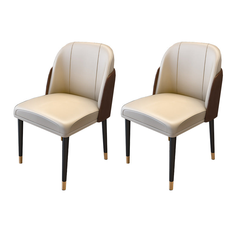 Scandinavian Home Side Chair Metal Upholstered Parsons Dining Room Chair White-Brown 2 Piece Set Clearhalo ' kitchen&dining_furn' 'Dining Chairs' 'Dining Tables & Seating' 'dining_chair' 'furn' 'furn_dining_chair' 'Furniture' 'furniture_dining_chair' 'Kitchen & Dining Furniture' 'kitchen' 4421640