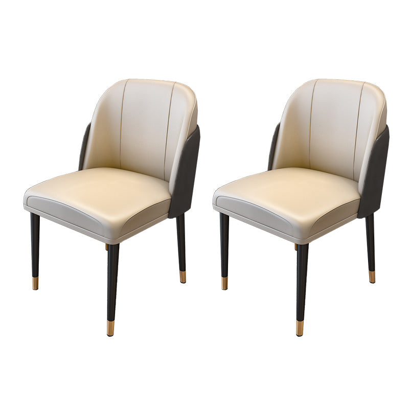 Scandinavian Home Side Chair Metal Upholstered Parsons Dining Room Chair White-Gray 2 Piece Set Clearhalo ' kitchen&dining_furn' 'Dining Chairs' 'Dining Tables & Seating' 'dining_chair' 'furn' 'furn_dining_chair' 'Furniture' 'furniture_dining_chair' 'Kitchen & Dining Furniture' 'kitchen' 4421646