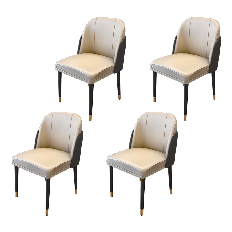 Scandinavian Home Side Chair Metal Upholstered Parsons Dining Room Chair White-Gray 4 Piece Set Clearhalo ' kitchen&dining_furn' 'Dining Chairs' 'Dining Tables & Seating' 'dining_chair' 'furn' 'furn_dining_chair' 'Furniture' 'furniture_dining_chair' 'Kitchen & Dining Furniture' 'kitchen' 4421648