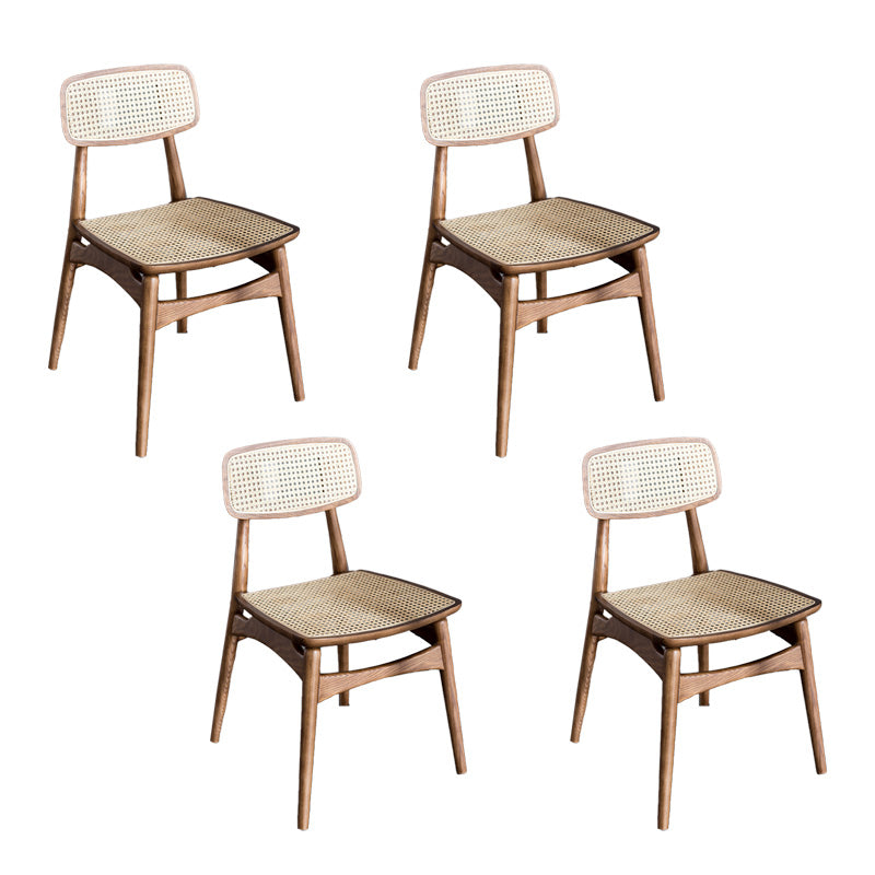 Traditional Wood Dining Armless Chair Wicker Dining Chair for Restaurant Use Walnut 4 Piece Set Clearhalo ' kitchen&dining_furn' 'Dining Chairs' 'Dining Tables & Seating' 'dining_chair' 'furn' 'furn_dining_chair' 'Furniture' 'furniture_dining_chair' 'Kitchen & Dining Furniture' 'kitchen' 4421663