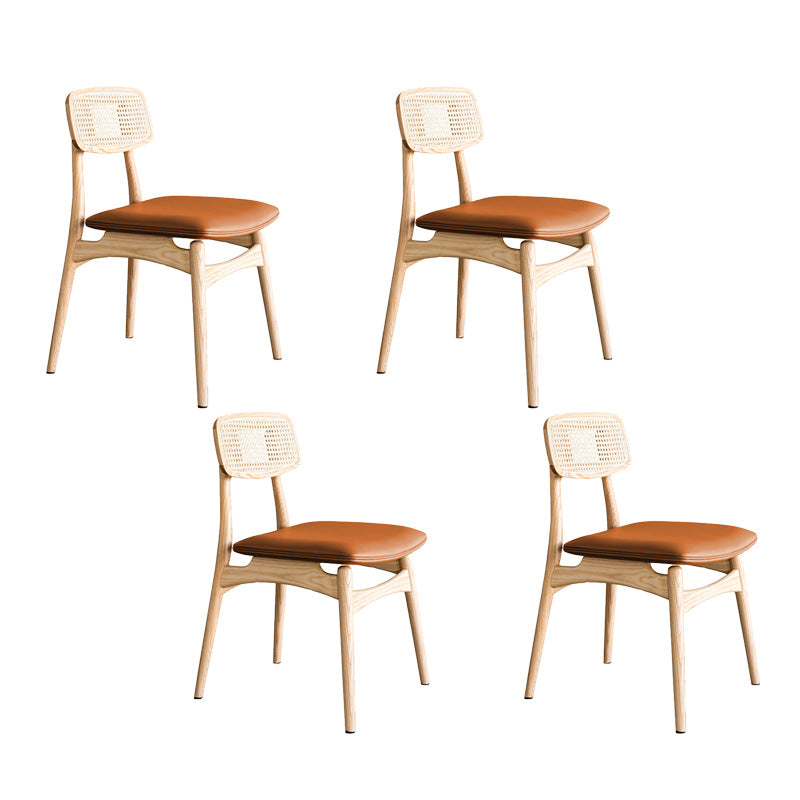 Traditional Wood Dining Armless Chair Wicker Dining Chair for Restaurant Use Brown 4 Piece Set Clearhalo ' kitchen&dining_furn' 'Dining Chairs' 'Dining Tables & Seating' 'dining_chair' 'furn' 'furn_dining_chair' 'Furniture' 'furniture_dining_chair' 'Kitchen & Dining Furniture' 'kitchen' 4421669