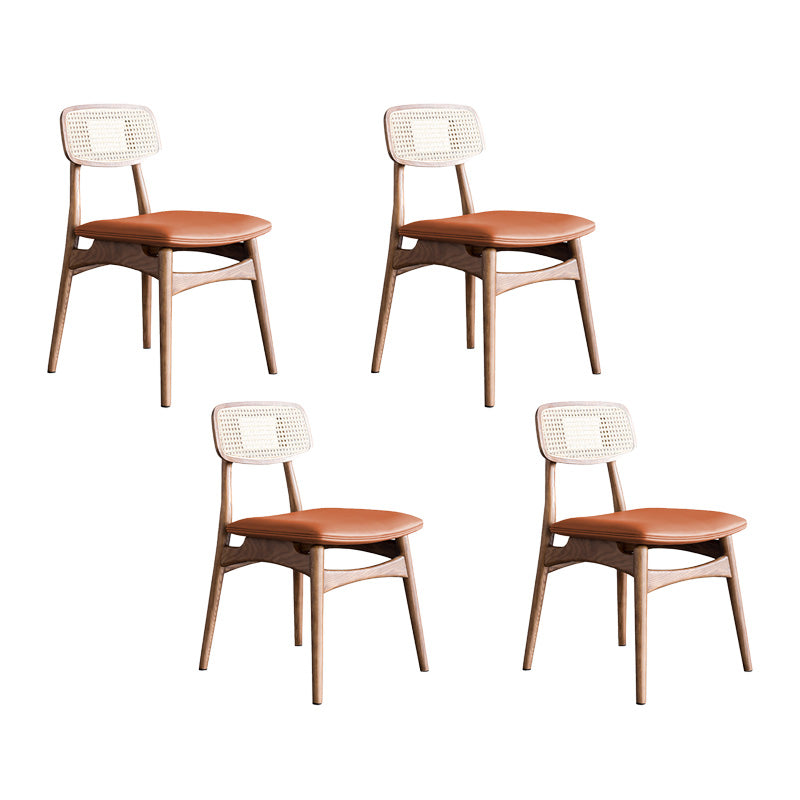 Traditional Wood Dining Armless Chair Wicker Dining Chair for Restaurant Use Red Brown 4 Piece Set Clearhalo ' kitchen&dining_furn' 'Dining Chairs' 'Dining Tables & Seating' 'dining_chair' 'furn' 'furn_dining_chair' 'Furniture' 'furniture_dining_chair' 'Kitchen & Dining Furniture' 'kitchen' 4421673