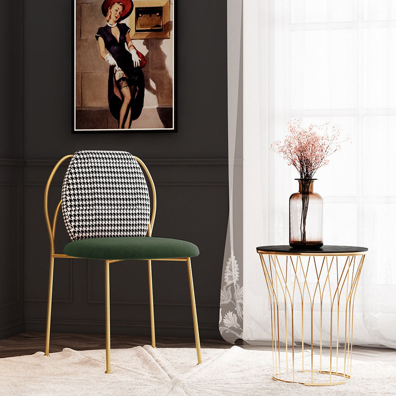 Glam Style Dining Chairs Kitchen Dining Armless Chair with Metal Legs Clearhalo ' kitchen&dining_furn' 'Dining Chairs' 'Dining Tables & Seating' 'dining_chair' 'furn' 'furn_dining_chair' 'Furniture' 'furniture_dining_chair' 'Kitchen & Dining Furniture' 'kitchen' 4421681