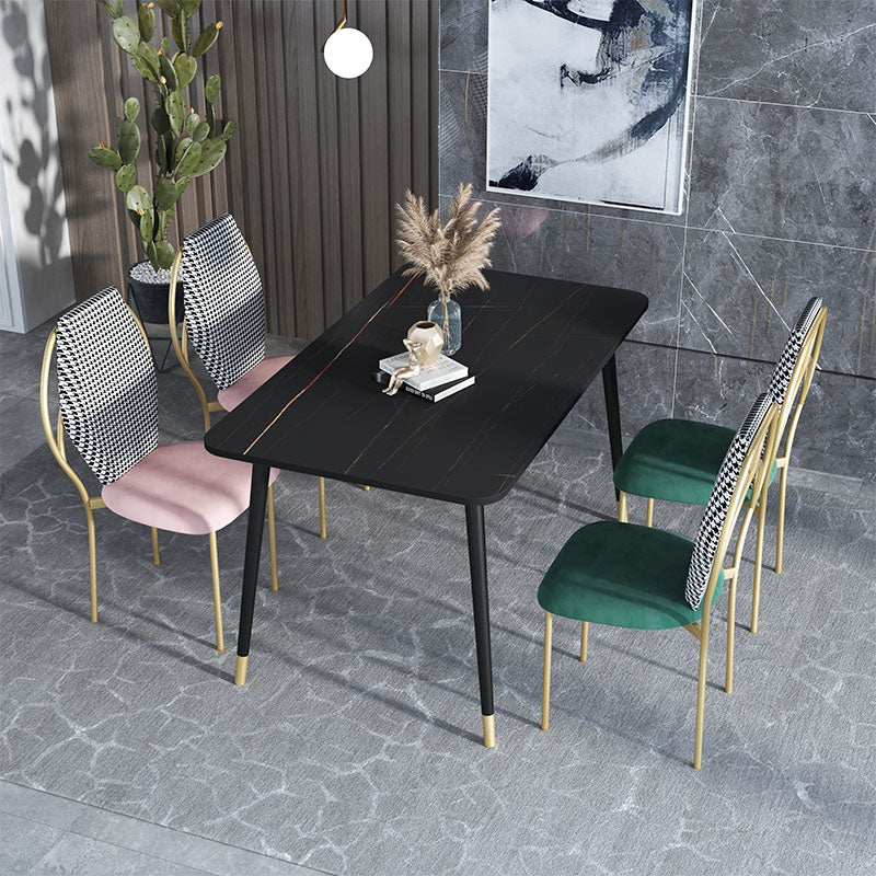 Glam Style Dining Chairs Kitchen Dining Armless Chair with Metal Legs Clearhalo ' kitchen&dining_furn' 'Dining Chairs' 'Dining Tables & Seating' 'dining_chair' 'furn' 'furn_dining_chair' 'Furniture' 'furniture_dining_chair' 'Kitchen & Dining Furniture' 'kitchen' 4421684