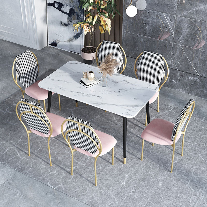 Glam Style Dining Chairs Kitchen Dining Armless Chair with Metal Legs Clearhalo ' kitchen&dining_furn' 'Dining Chairs' 'Dining Tables & Seating' 'dining_chair' 'furn' 'furn_dining_chair' 'Furniture' 'furniture_dining_chair' 'Kitchen & Dining Furniture' 'kitchen' 4421686