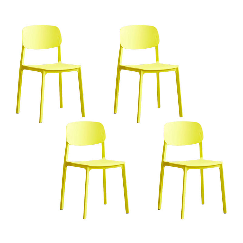 Conference Room Scandinavian Plastic Side Chair Matte Finish Open Back Dining Chair Yellow 4 Piece Set Clearhalo ' kitchen&dining_furn' 'Dining Chairs' 'Dining Tables & Seating' 'dining_chair' 'furn' 'furn_dining_chair' 'Furniture' 'furniture_dining_chair' 'Kitchen & Dining Furniture' 'kitchen' 4421696