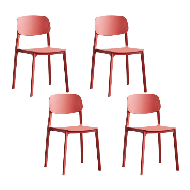 Conference Room Scandinavian Plastic Side Chair Matte Finish Open Back Dining Chair Red 4 Piece Set Clearhalo ' kitchen&dining_furn' 'Dining Chairs' 'Dining Tables & Seating' 'dining_chair' 'furn' 'furn_dining_chair' 'Furniture' 'furniture_dining_chair' 'Kitchen & Dining Furniture' 'kitchen' 4421705