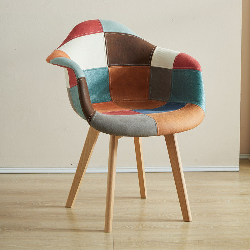 Restaurant Scandinavian Upholstered Arm Chair Matte Finish Solid Back Dining Chair Khaki 1 Piece Clearhalo ' kitchen&dining_furn' 'Dining Chairs' 'Dining Tables & Seating' 'dining_chair' 'Furniture' 'furniture_dining_chair' 'Kitchen & Dining Furniture' 'kitchen' 4421715