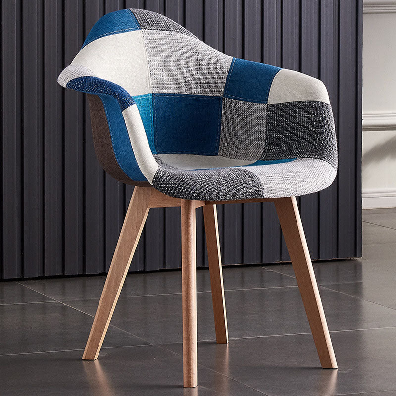 Restaurant Scandinavian Upholstered Arm Chair Matte Finish Solid Back Dining Chair Blue 1 Piece Clearhalo ' kitchen&dining_furn' 'Dining Chairs' 'Dining Tables & Seating' 'dining_chair' 'Furniture' 'furniture_dining_chair' 'Kitchen & Dining Furniture' 'kitchen' 4421716