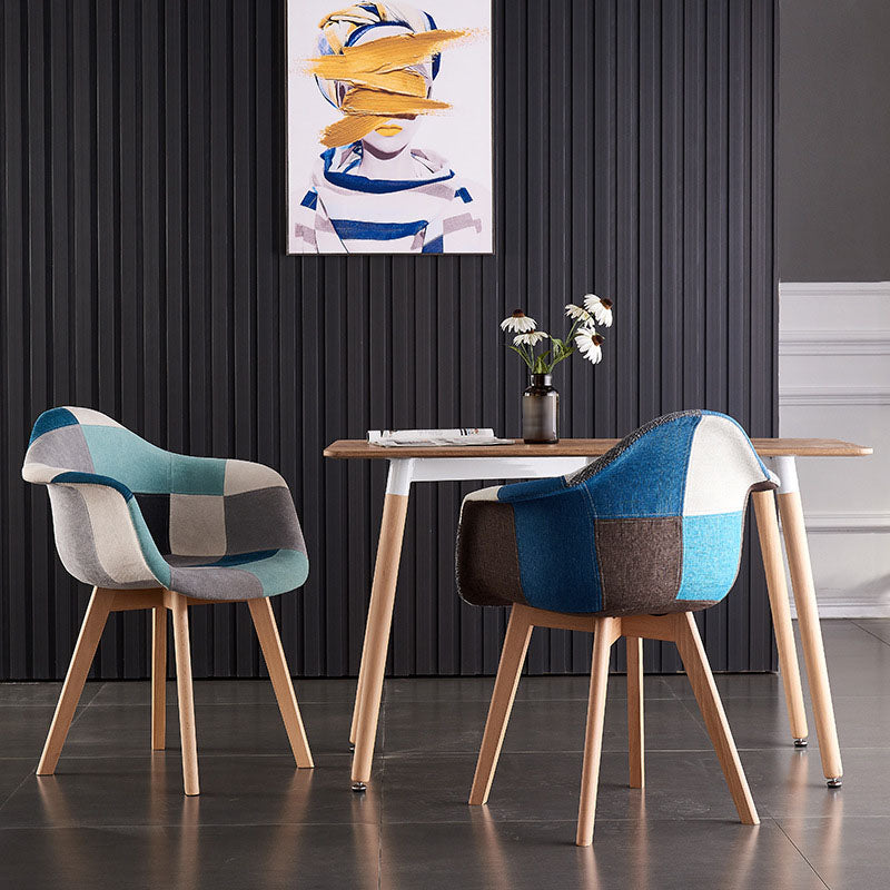 Restaurant Scandinavian Upholstered Arm Chair Matte Finish Solid Back Dining Chair Clearhalo ' kitchen&dining_furn' 'Dining Chairs' 'Dining Tables & Seating' 'dining_chair' 'Furniture' 'furniture_dining_chair' 'Kitchen & Dining Furniture' 'kitchen' 4421718