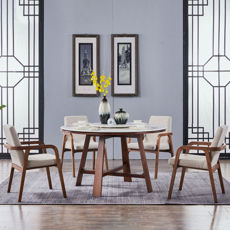 Traditional Wood Dining Chair for Home Use Solid Back Cushioned Chair with Arm Clearhalo ' kitchen&dining_furn' 'Dining Chairs' 'Dining Tables & Seating' 'dining_chair' 'furn' 'furn_dining_chair' 'Furniture' 'furniture_dining_chair' 'Kitchen & Dining Furniture' 'kitchen' 4421735