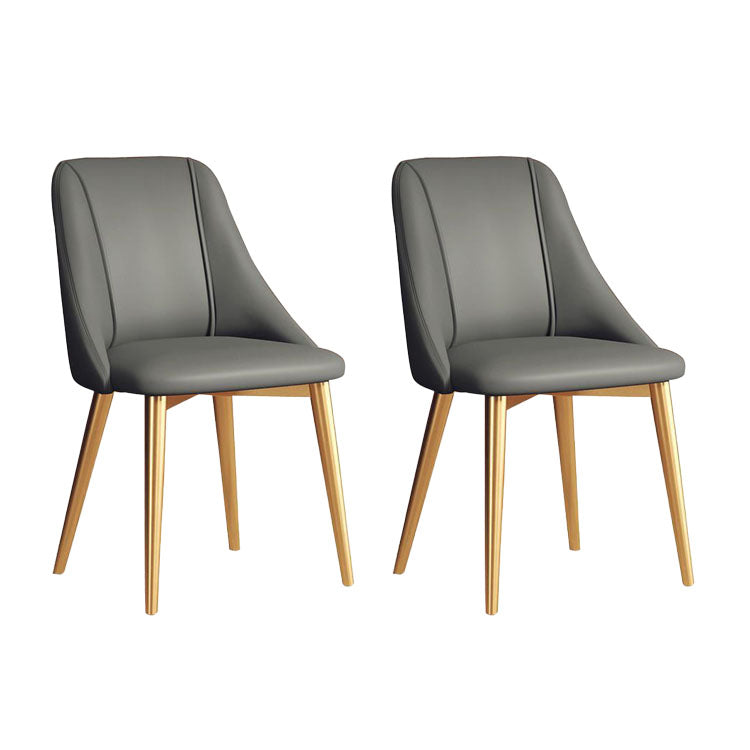 Nordic Style Leather Dining Chair Armless Metal Dining Room Chairs for Home Use Smoke Gray 2 Piece Set Clearhalo ' kitchen&dining_furn' 'Dining Chairs' 'Dining Tables & Seating' 'dining_chair' 'furn' 'furn_dining_chair' 'Furniture' 'furniture_dining_chair' 'Kitchen & Dining Furniture' 'kitchen' 4421745