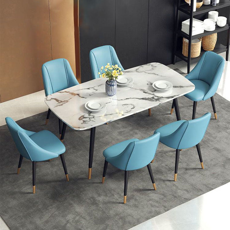 Nordic Style Leather Dining Chair Armless Metal Dining Room Chairs for Home Use Clearhalo ' kitchen&dining_furn' 'Dining Chairs' 'Dining Tables & Seating' 'dining_chair' 'furn' 'furn_dining_chair' 'Furniture' 'furniture_dining_chair' 'Kitchen & Dining Furniture' 'kitchen' 4421749