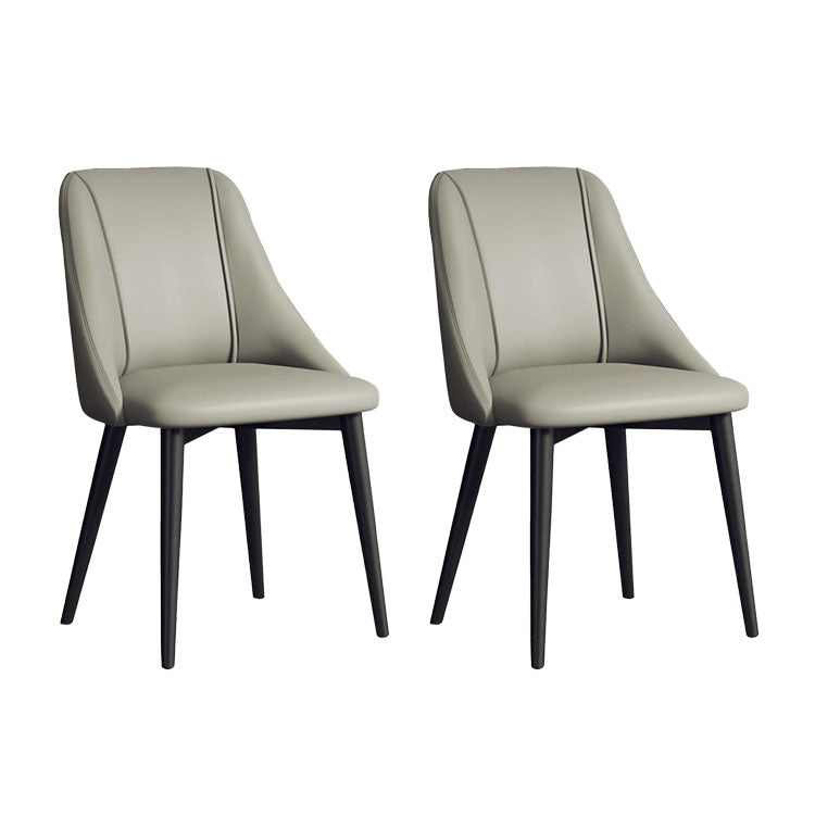Nordic Style Leather Dining Chair Armless Metal Dining Room Chairs for Home Use Grey 2 Piece Set Clearhalo ' kitchen&dining_furn' 'Dining Chairs' 'Dining Tables & Seating' 'dining_chair' 'furn' 'furn_dining_chair' 'Furniture' 'furniture_dining_chair' 'Kitchen & Dining Furniture' 'kitchen' 4421752