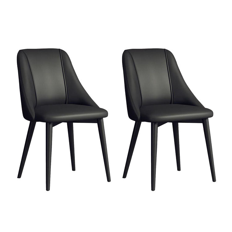 Nordic Style Leather Dining Chair Armless Metal Dining Room Chairs for Home Use Black 2 Piece Set Clearhalo ' kitchen&dining_furn' 'Dining Chairs' 'Dining Tables & Seating' 'dining_chair' 'furn' 'furn_dining_chair' 'Furniture' 'furniture_dining_chair' 'Kitchen & Dining Furniture' 'kitchen' 4421755