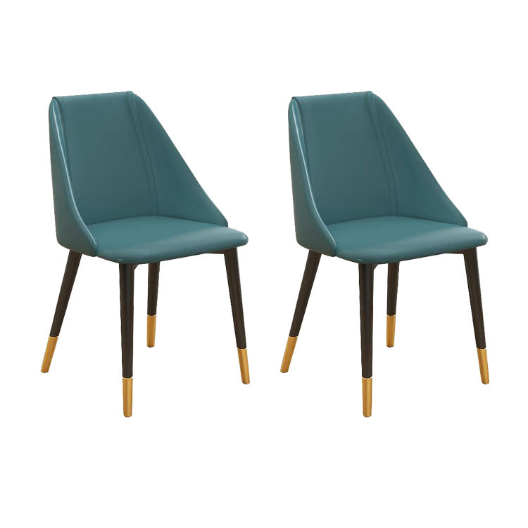 Nordic Style Leather Dining Chair Armless Metal Dining Room Chairs for Home Use Light Blue 2 Piece Set Clearhalo ' kitchen&dining_furn' 'Dining Chairs' 'Dining Tables & Seating' 'dining_chair' 'furn' 'furn_dining_chair' 'Furniture' 'furniture_dining_chair' 'Kitchen & Dining Furniture' 'kitchen' 4421759