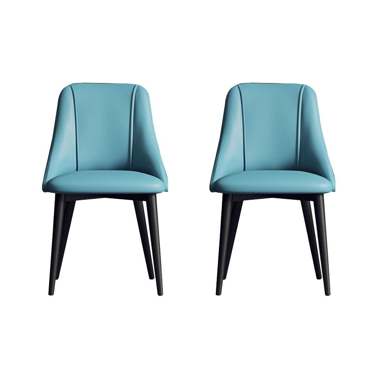 Nordic Style Leather Dining Chair Armless Metal Dining Room Chairs for Home Use Blue-Black 2 Piece Set Clearhalo ' kitchen&dining_furn' 'Dining Chairs' 'Dining Tables & Seating' 'dining_chair' 'furn' 'furn_dining_chair' 'Furniture' 'furniture_dining_chair' 'Kitchen & Dining Furniture' 'kitchen' 4421760