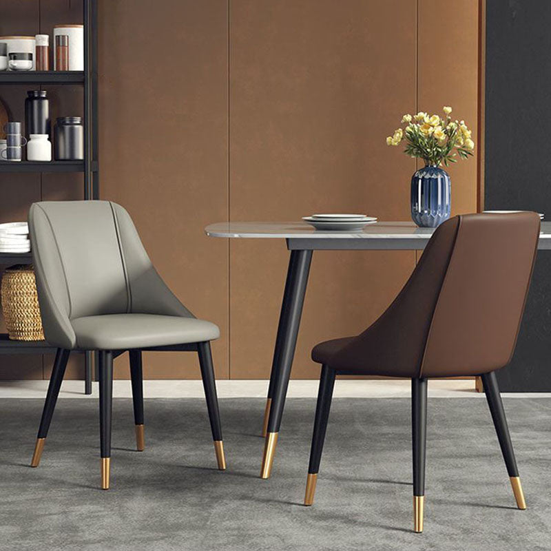 Nordic Style Leather Dining Chair Armless Metal Dining Room Chairs for Home Use Clearhalo ' kitchen&dining_furn' 'Dining Chairs' 'Dining Tables & Seating' 'dining_chair' 'furn' 'furn_dining_chair' 'Furniture' 'furniture_dining_chair' 'Kitchen & Dining Furniture' 'kitchen' 4421761