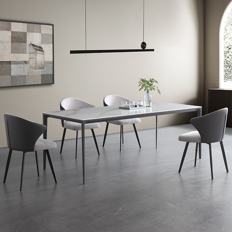 1/4/5/6/7 Pcs Metal Modern Dining Set with Rectangle Table Dinette Set 5 Pieces: Table, 4 Chairs Clearhalo 'Dining Room Sets' 'Dining Tables & Seating' 'dining_room_set' 'furn' 'furn_dining_room_set' 'Furniture' 'furniture_dining_room_set' 'Kitchen & Dining Furniture' 'kitchen&dining_furn' 'kitchen' 4421773