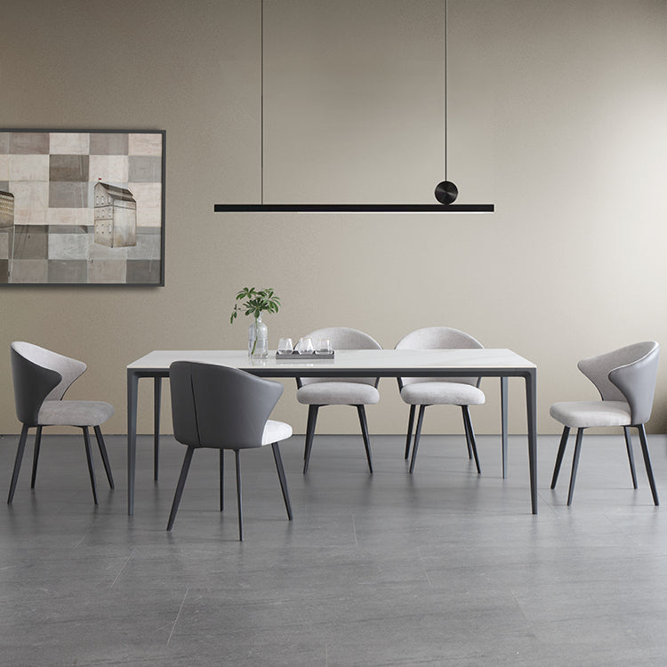 1/4/5/6/7 Pcs Metal Modern Dining Set with Rectangle Table Dinette Set 6 Pieces: Table, 5 Chairs Clearhalo 'Dining Room Sets' 'Dining Tables & Seating' 'dining_room_set' 'furn' 'furn_dining_room_set' 'Furniture' 'furniture_dining_room_set' 'Kitchen & Dining Furniture' 'kitchen&dining_furn' 'kitchen' 4421776