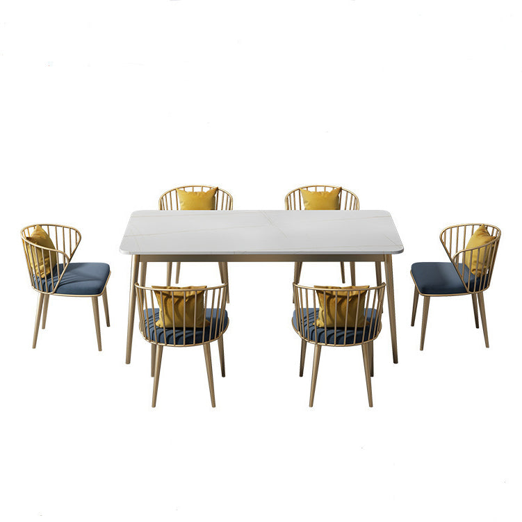 1/5/7 Pcs Metal Glam Dining Table Set with Rectangle Table Dinette Set Clearhalo 'Dining Room Sets' 'Dining Tables & Seating' 'dining_room_set' 'furn' 'furn_dining_room_set' 'Furniture' 'furniture_dining_room_set' 'Kitchen & Dining Furniture' 'kitchen&dining_furn' 'kitchen' 4421796
