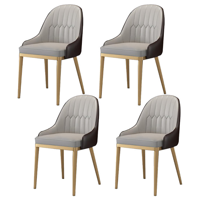 1/4/5/7 Pcs Metal Glam Dining Room Set with Rectangle Table and Leather Chairs Dining Set 4 Grey Chairs Clearhalo 'Dining Room Sets' 'Dining Tables & Seating' 'dining_room_set' 'furn' 'furn_dining_room_set' 'Furniture' 'furniture_dining_room_set' 'Kitchen & Dining Furniture' 'kitchen&dining_furn' 'kitchen' 4421832