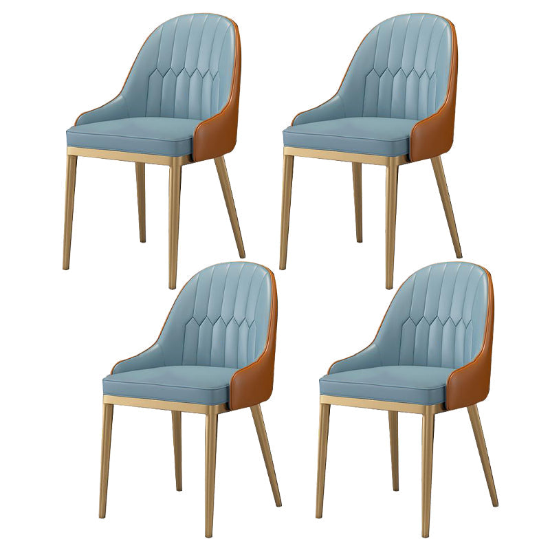 1/4/5/7 Pcs Metal Glam Dining Room Set with Rectangle Table and Leather Chairs Dining Set 4 Blue Chairs Clearhalo 'Dining Room Sets' 'Dining Tables & Seating' 'dining_room_set' 'furn' 'furn_dining_room_set' 'Furniture' 'furniture_dining_room_set' 'Kitchen & Dining Furniture' 'kitchen&dining_furn' 'kitchen' 4421834