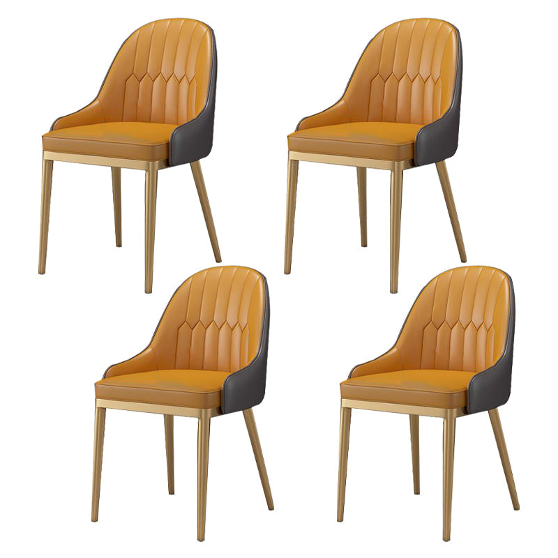 1/4/5/7 Pcs Metal Glam Dining Room Set with Rectangle Table and Leather Chairs Dining Set 4 Orange Chairs Clearhalo 'Dining Room Sets' 'Dining Tables & Seating' 'dining_room_set' 'furn' 'furn_dining_room_set' 'Furniture' 'furniture_dining_room_set' 'Kitchen & Dining Furniture' 'kitchen&dining_furn' 'kitchen' 4421836