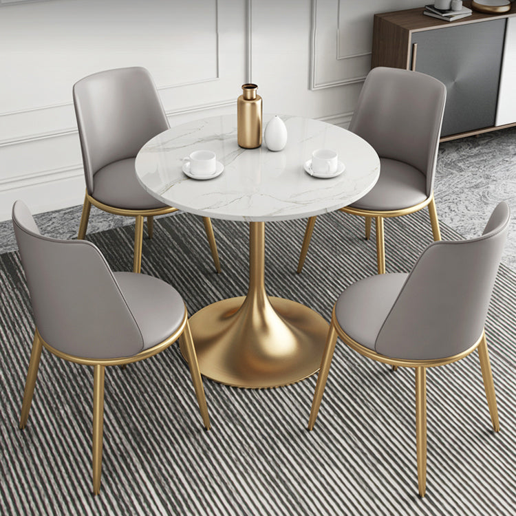 1/2/4/5 Pcs Metal Glam Dining Room Set with Round Table and Metal Base Dining Set 5 Pieces: Table, 4 Chairs Clearhalo 'Dining Room Sets' 'Dining Tables & Seating' 'dining_room_set' 'furn' 'furn_dining_room_set' 'Furniture' 'furniture_dining_room_set' 'Kitchen & Dining Furniture' 'kitchen&dining_furn' 'kitchen' 4421851