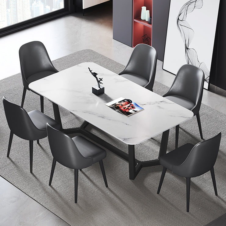 Modern 1/2/5/7 Pieces Rectangle Dining Set Sintered Stone Dining Table Set Clearhalo 'Dining Room Sets' 'Dining Tables & Seating' 'dining_room_set' 'furn' 'furn_dining_room_set' 'Furniture' 'furniture_dining_room_set' 'Kitchen & Dining Furniture' 'kitchen&dining_furn' 'kitchen' 4421862
