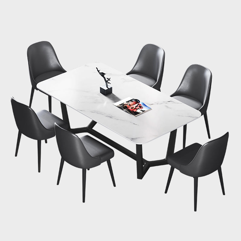 Modern 1/2/5/7 Pieces Rectangle Dining Set Sintered Stone Dining Table Set Clearhalo 'Dining Room Sets' 'Dining Tables & Seating' 'dining_room_set' 'furn' 'furn_dining_room_set' 'Furniture' 'furniture_dining_room_set' 'Kitchen & Dining Furniture' 'kitchen&dining_furn' 'kitchen' 4421870