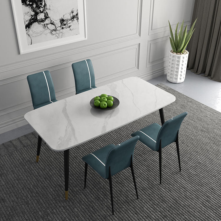 Modern 1/2/5/7 Pieces Rectangle Dining Set Sintered Stone Dining Table Set with Chairs 5 Pieces: White Table, 4 Chairs Clearhalo 'Dining Room Sets' 'Dining Tables & Seating' 'dining_room_set' 'furn' 'furn_dining_room_set' 'Furniture' 'furniture_dining_room_set' 'Kitchen & Dining Furniture' 'kitchen&dining_furn' 'kitchen' 4421886