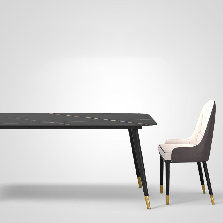 Modern 1/2/5/7 Pieces Rectangle Dining Set Sintered Stone Dining Table Set with Chairs Clearhalo 'Dining Room Sets' 'Dining Tables & Seating' 'dining_room_set' 'furn' 'furn_dining_room_set' 'Furniture' 'furniture_dining_room_set' 'Kitchen & Dining Furniture' 'kitchen&dining_furn' 'kitchen' 4421888