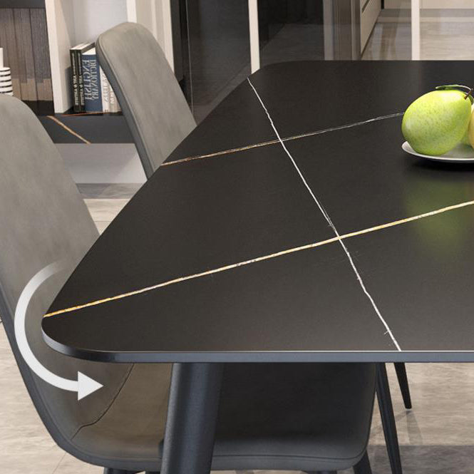 Modern 1/2/5/7 Pieces Rectangle Dining Set Sintered Stone Dining Table Set with Chairs Clearhalo 'Dining Room Sets' 'Dining Tables & Seating' 'dining_room_set' 'furn' 'furn_dining_room_set' 'Furniture' 'furniture_dining_room_set' 'Kitchen & Dining Furniture' 'kitchen&dining_furn' 'kitchen' 4421889