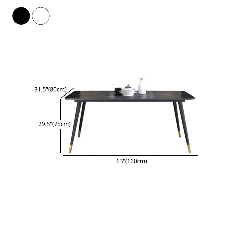 Modern 1/2/5/7 Pieces Rectangle Dining Set Sintered Stone Dining Table Set with Chairs Clearhalo 'Dining Room Sets' 'Dining Tables & Seating' 'dining_room_set' 'furn' 'furn_dining_room_set' 'Furniture' 'furniture_dining_room_set' 'Kitchen & Dining Furniture' 'kitchen&dining_furn' 'kitchen' 4421898