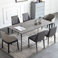 1/3/4/5/7 Pieces Modern Dining Set with Grey Top Table and Leather Chairs Dinette Set 7 Pieces: Table, 4 Black+2 Grey Chairs Clearhalo 'Dining Room Sets' 'Dining Tables & Seating' 'dining_room_set' 'furn' 'furn_dining_room_set' 'Furniture' 'furniture_dining_room_set' 'Kitchen & Dining Furniture' 'kitchen&dining_furn' 'kitchen' 4421919