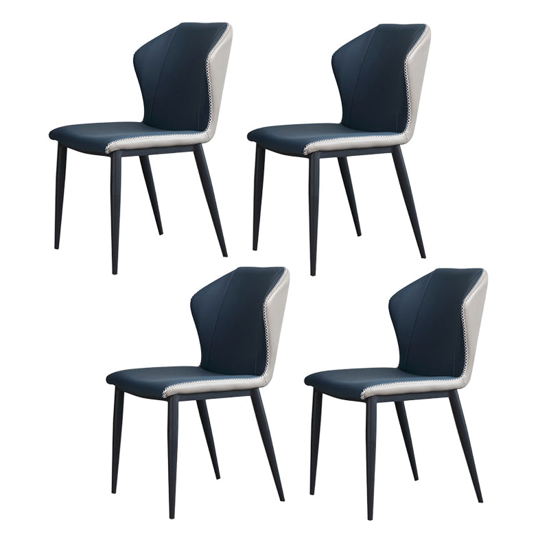 1/3/4/5/7 Pieces Modern Dining Set with Grey Top Table and Leather Chairs Dinette Set 4 Dark Blue Chairs Clearhalo 'Dining Room Sets' 'Dining Tables & Seating' 'dining_room_set' 'furn' 'furn_dining_room_set' 'Furniture' 'furniture_dining_room_set' 'Kitchen & Dining Furniture' 'kitchen&dining_furn' 'kitchen' 4421920